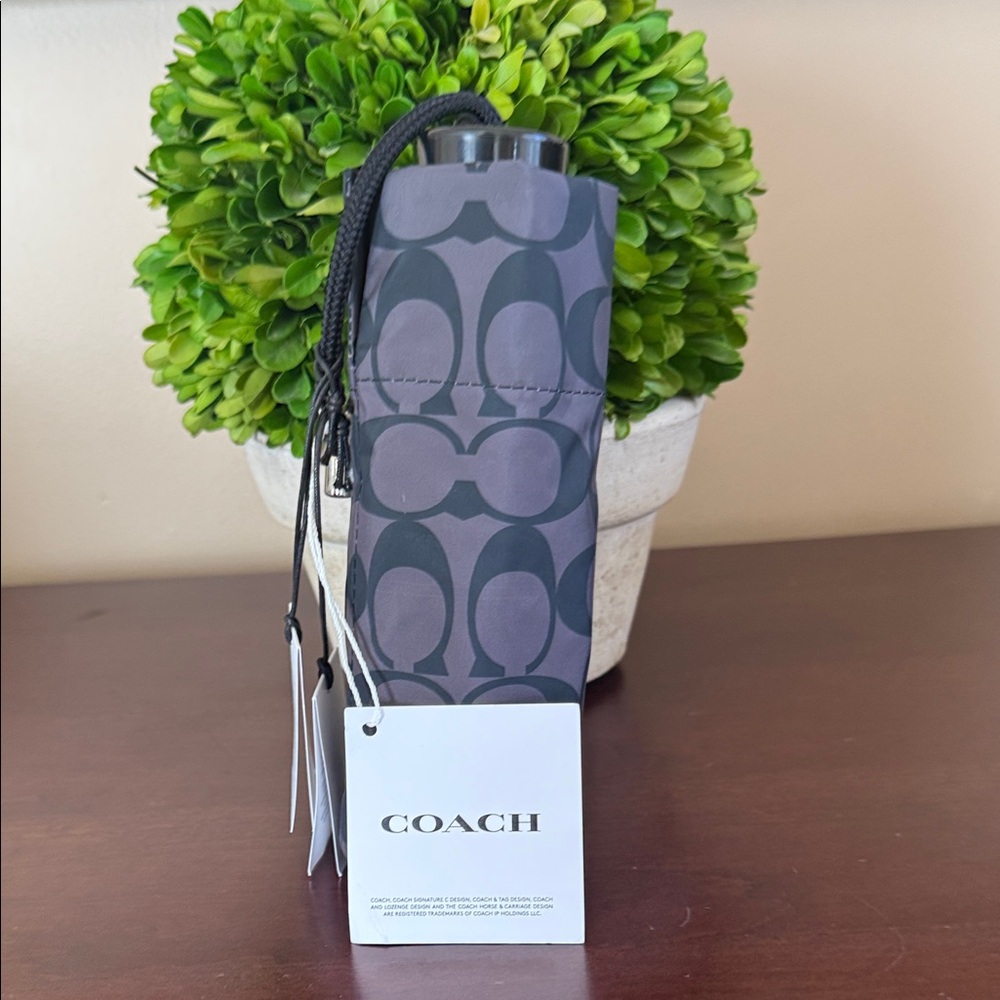 COACH C4322 🖤🩶GRAPHITE🩶🖤 SIGNATURE PRINT MINI UMBRELLA 🌟NWT🌟 - Picture 3 of 13